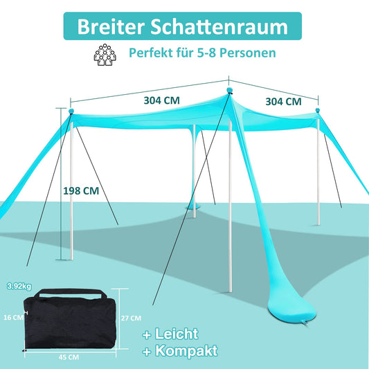 Beach tent UV protection riggoo sun tent sunshade beach tent 3x3m comfort outdoor shade for camping trips, fishing, backyard fun, or picnics (lake green)