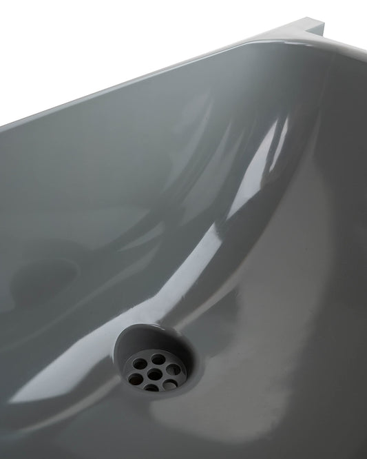 Agande plastic grey utility sink, perfect for camping, garden, basement, construction sites, or restrooms. Comes with drainage pipe. Made in Europe.