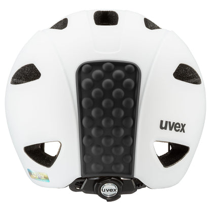 uvex oyo - lightweight bike helmet for kids - custom size adjustment - expandable with LED light - white - black matte - 50-54 cm
