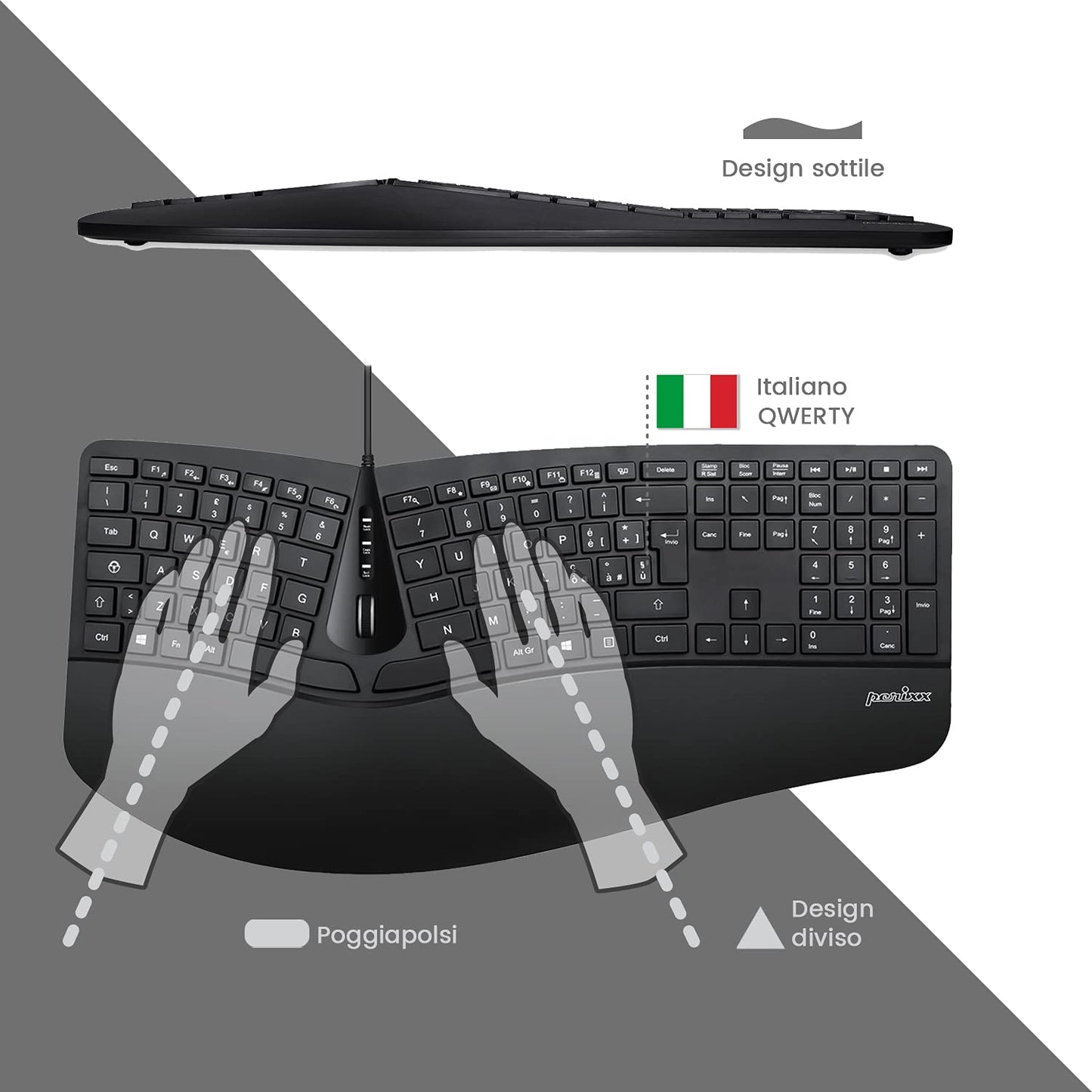 Perixx Periduo, set, ergonomic keyboard with vertical mouse.