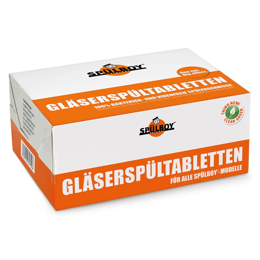 SPÜLBOY® glass washing tablets Neptun T2000 and Twin-Go T (48 tablets to quarter = 192 applications, 750g, 4-6 hours effectiveness)