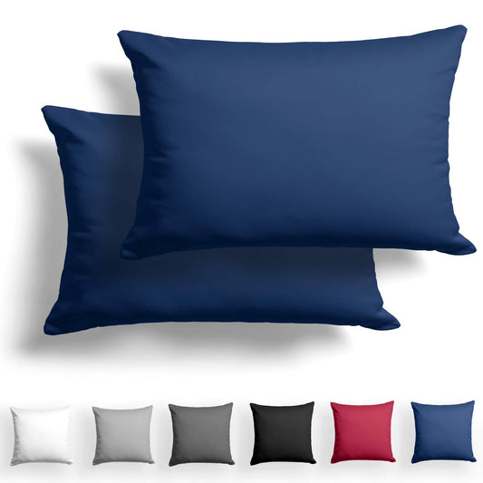 Alreya 2-pack Mako Satin pillowcase 50 x 75 cm - 100% cotton with YKK zipper, super soft pillowcase 50x75, cushion cover, Oeko-TEX® Standard certified, Blue, pillowcase only