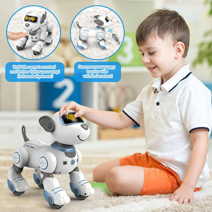 VATOS Robot Dog Kids Remote Control Toy - Interactive Touch and Follow Robot Dog with 17 functions, programmable dance music RC Dog Robot Toy for girls 3-12 years old