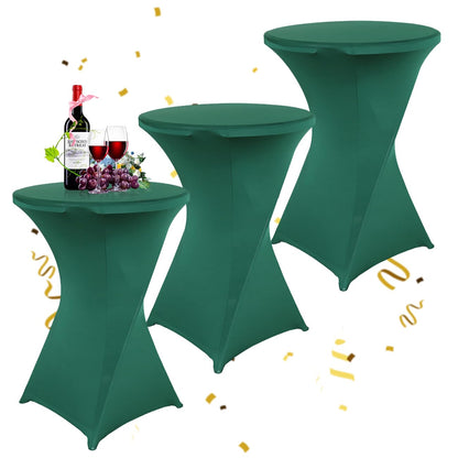 KAYBTNT 3-piece Set Cocktail Table Covers Ø 80 cm, Many Colors, Spandex Stretch Cocktail Table Covers, Reinforcement in the foot area, Elegant Round Tablecloth for Bistro Table Wedding Cocktail Party, Green