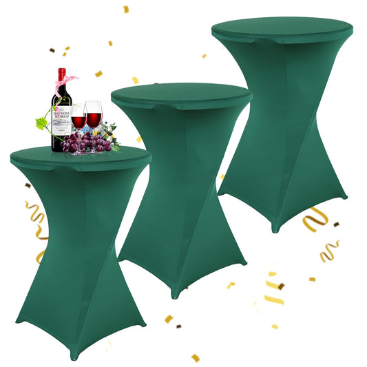 KAYBTNT 3-piece Set Cocktail Table Covers Ø 80 cm, Many Colors, Spandex Stretch Cocktail Table Covers, Reinforcement in the foot area, Elegant Round Tablecloth for Bistro Table Wedding Cocktail Party, Green