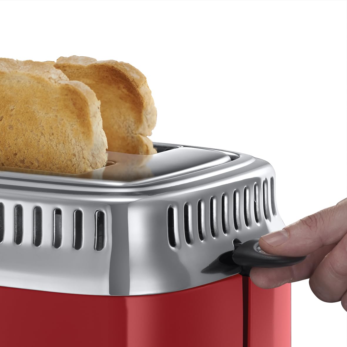 Russell Hobbs toaster [for 2 slices] Retro Stainless Steel Red (countdown display in retro design, including bun rack, 6 browning levels + defrost & reheat function, 1300W) Vintage 21680-56