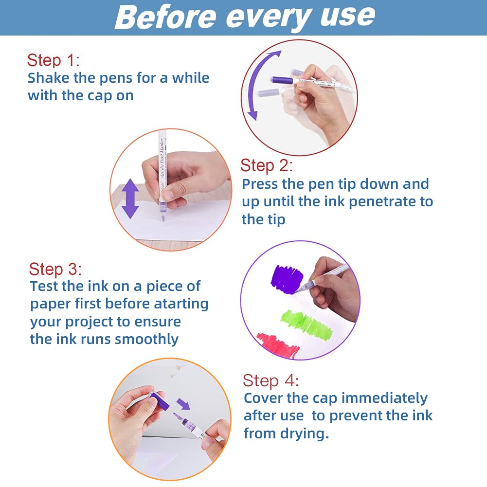 Beager Acrylic Paint Pens for Stones Waterproof, 0.7mm Permanent Marker Pens Enamel Pen Acrylic Paint Pens for Wood Canvas Ceramic Metal Paper Glass Plastic Leather Photo Albums 30Pcs