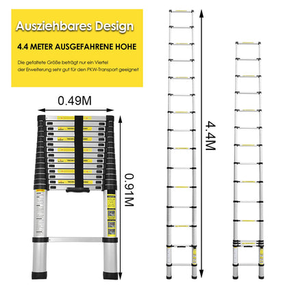 Ansobea 4.4m telescopic ladder multifunctional telescopic design aluminum telescopic ladder finger protection extension ladder telescopic ladder ladder stairs leaning ladder