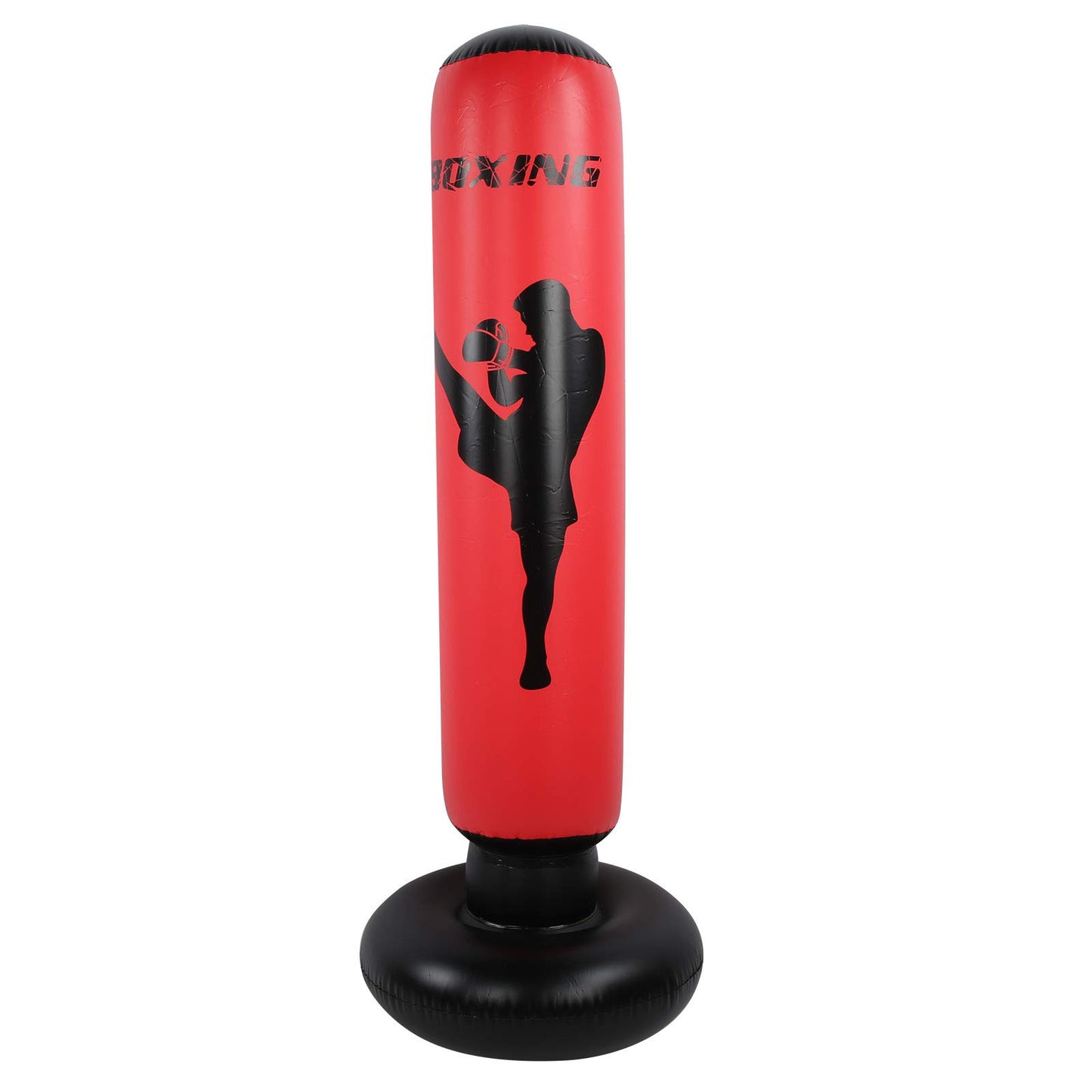170cm inflatable standing boxing bag for strength training, Black and red PVC boxing column for fitness stress relief for men women boys girls.