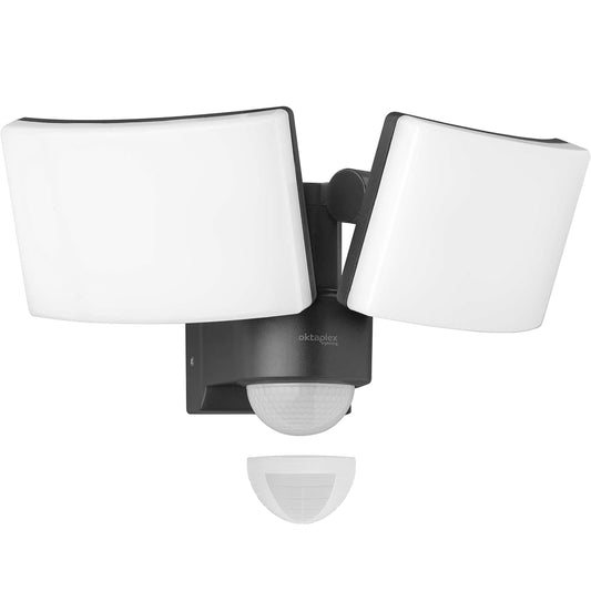 Oktaplex lighting LED spotlight with motion sensor for outdoor use Cali Dos Motion - IP65 Two heads 40W 3000K Warm White - outdoor spotlight in anthracite with master function