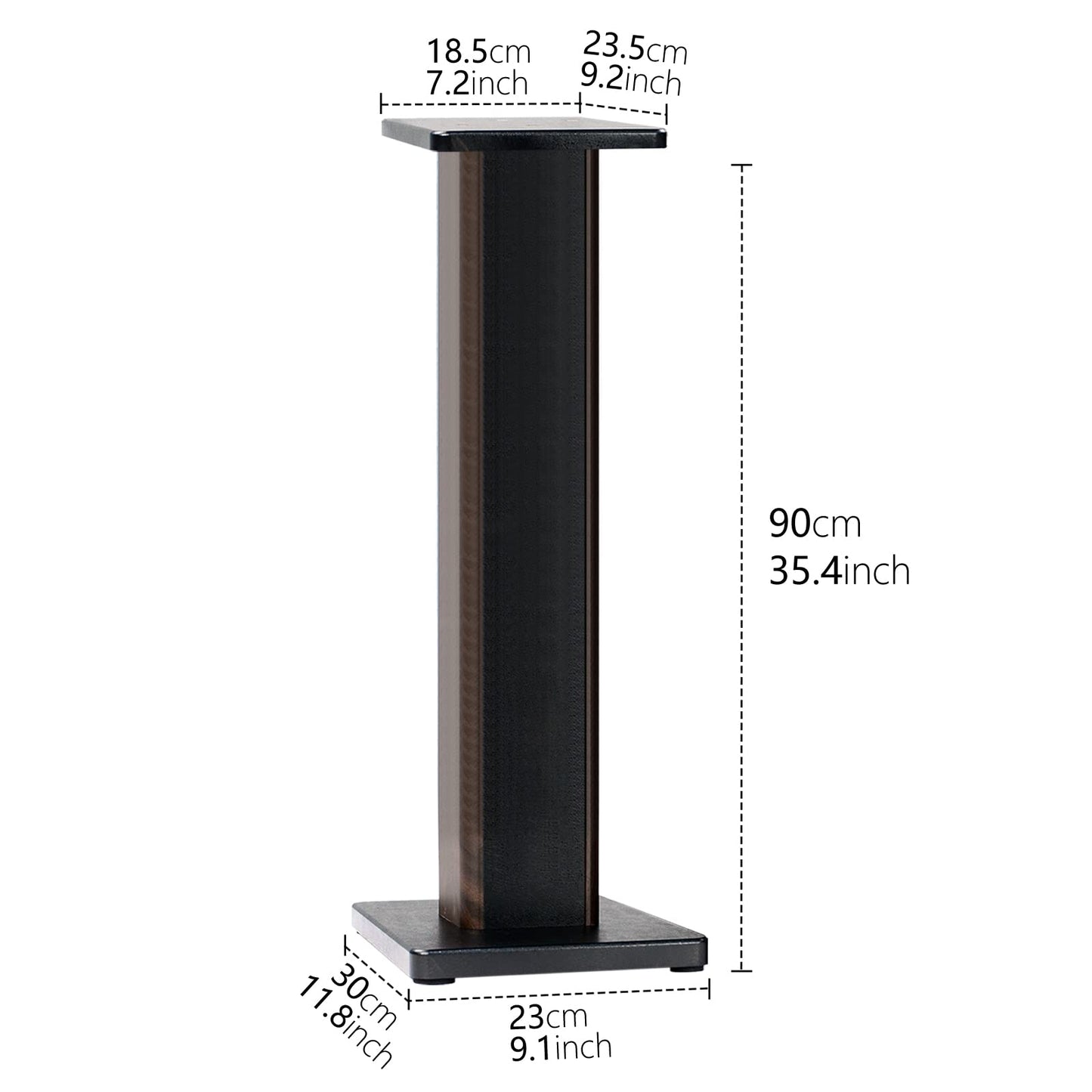 BQKOZFIN Speaker stand 90 cm high wooden speaker stand, 2-piece set, suitable for bookshelf speakers | HiFi and home theater surround sound, improved audio listening experience