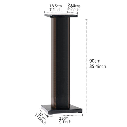BQKOZFIN Speaker stand 90 cm high wooden speaker stand, 2-piece set, suitable for bookshelf speakers | HiFi and home theater surround sound, improved audio listening experience