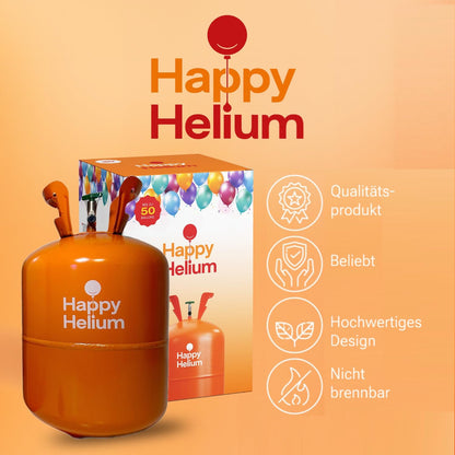 Happy Helium® Balloon Gas Helium for 50 balloons | Helium gas with filling valve - Balloon Gas 400 liters (0.4 m³) for birthday, wedding, party.