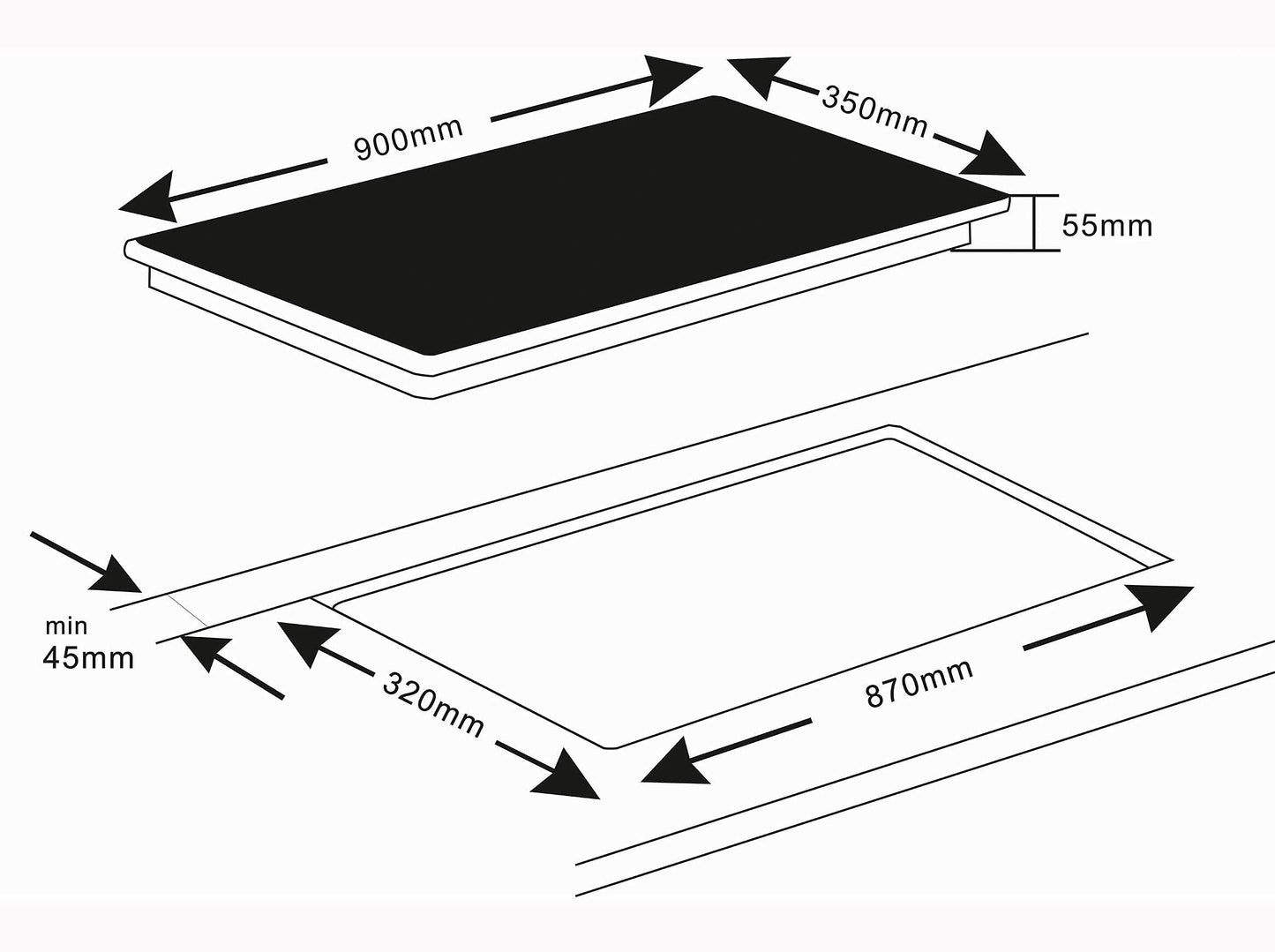 K&H Glass ceramic cooktop NCH-7205x [4 zones] - Hob with 4 cooking zones - 4 plate ceramic hob - 4 individual cooking zones - High-power connection - No plug included - 90CM - 7200 Watt - 9 power levels