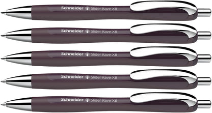 Schneider Slider Rave XB Ballpoint Pen (Smooth writing without scratching for long texts in school, university, and work) 5 pieces, plum, Ink color: blue