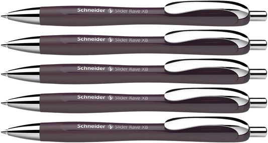 Schneider Slider Rave XB Ballpoint Pen (Smooth writing without scratching for long texts in school, university, and work) 5 pieces, plum, Ink color: blue