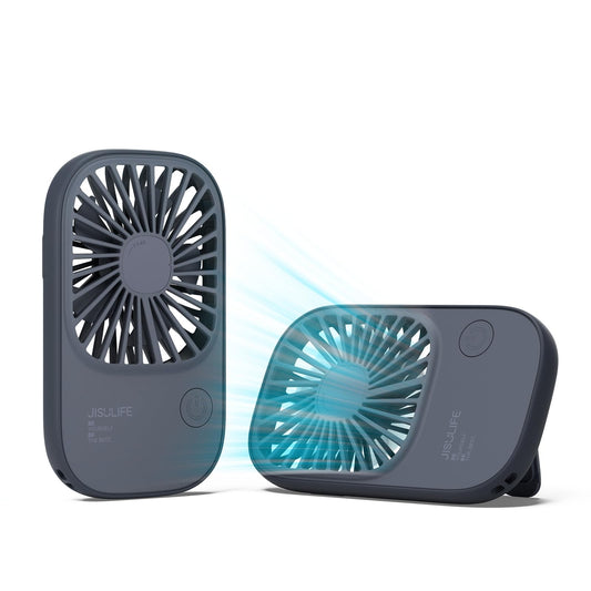 JISULIFE Handheld Fan Mini Fan, Small Portable Fan with Stand, Rechargeable USB Eyelash Fan with 3 speeds, Makeup Fan for Office Outdoor Blue