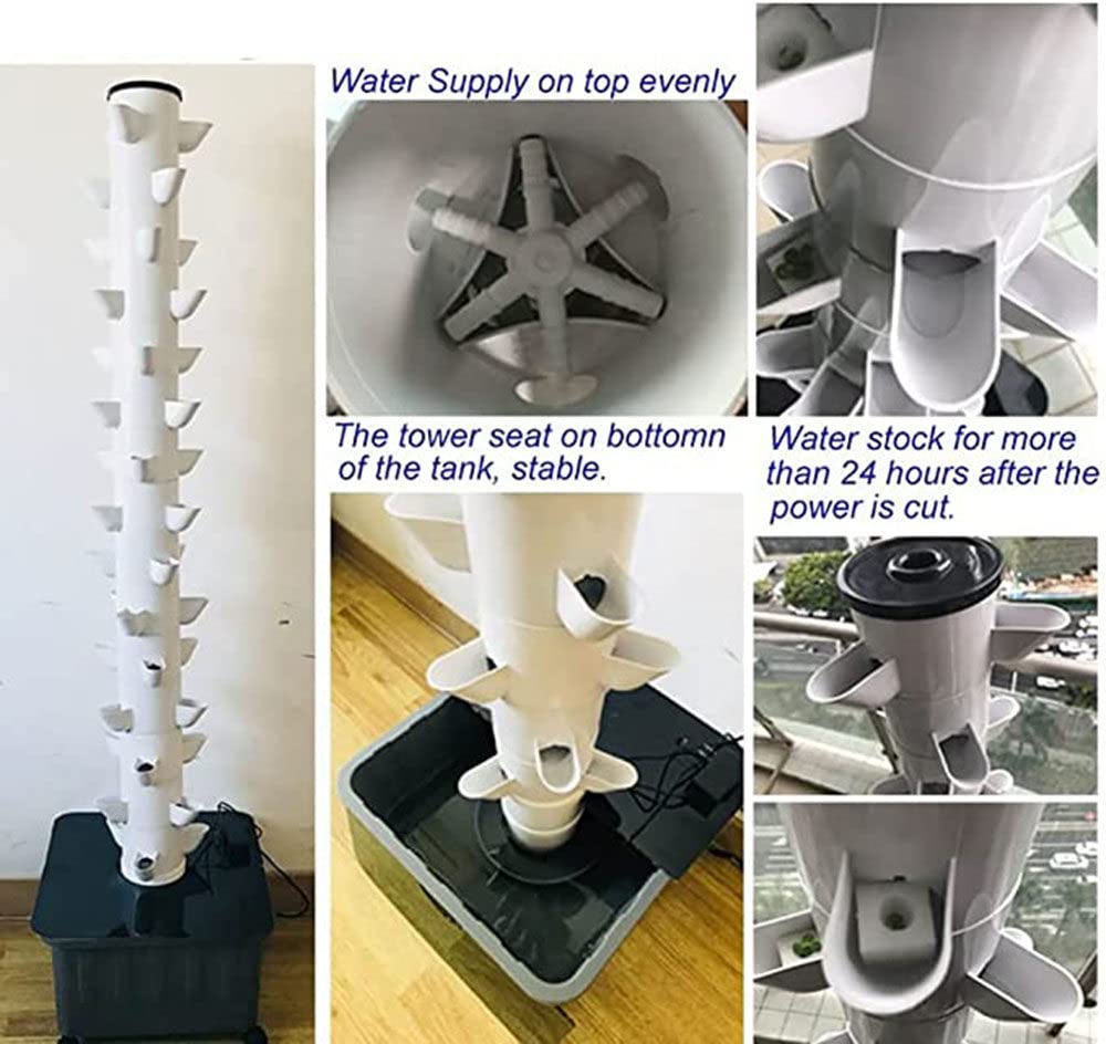 Aquaponic wax system, hydroponic tower, indoor herb garden kit, hydroponic propagation system, indoor garden kit, fruits and vegetables with hydration pump, adapter, net pots.