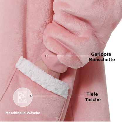 BEDSURE Hoodie Blanket with Sleeves and Hood - Wearable Blanket with Sherpa Sleeves for Women as Gifts, Fried Egg Design, 95x83cm, Pink