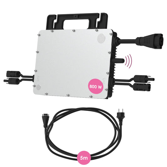 Hoymiles HMS-800W-2T micro inverter with integrated WiFi DTU | incl. 5m HMS Field Connector cable | up to 2 PV modules | 800 watts | VDE compliant | for balcony solar systems