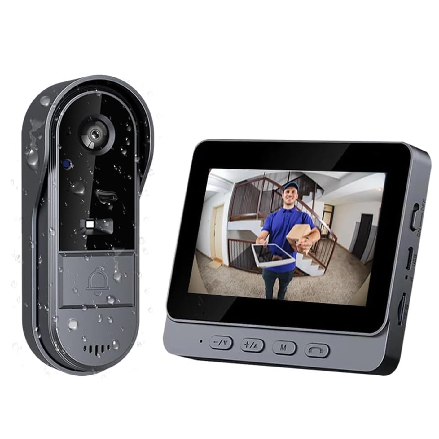 Zeerkeer Wireless Video Doorbell, 1080P Doorbell with Camera, 4.3" Screen Video Doorbell with Intercom, Night Vision Wireless Video Intercom, 170° Wide Angle Lens