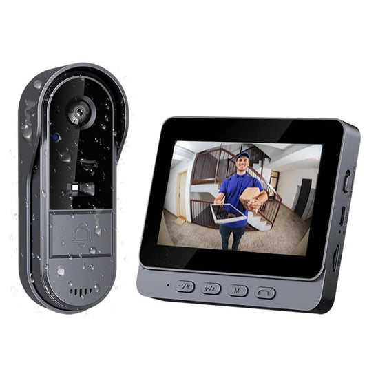 Zeerkeer Wireless Video Doorbell, 1080P Doorbell with Camera, 4.3" Screen Video Doorbell with Intercom, Night Vision Wireless Video Intercom, 170° Wide Angle Lens