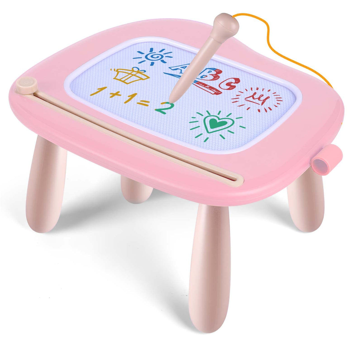 Smasiagon kids' toy for ages 1 and up, magnetic drawing board in colorful design with 4 legs, perfect gift for 1 2 3 year old girls and boys (pink)