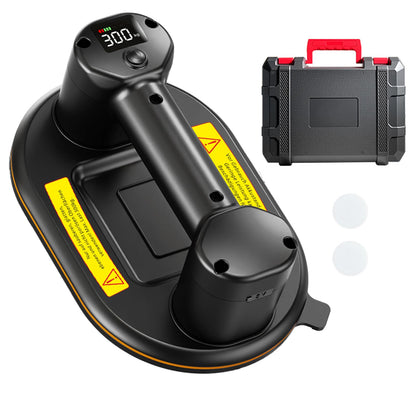JUYLTOOL 24cm battery suction lifter with 300KG suction power, 2 motors, battery vacuum suction lifter tile lifter glass suction cup with auto re-suction function & LCD display for suction power & battery life, 4000 mAh battery