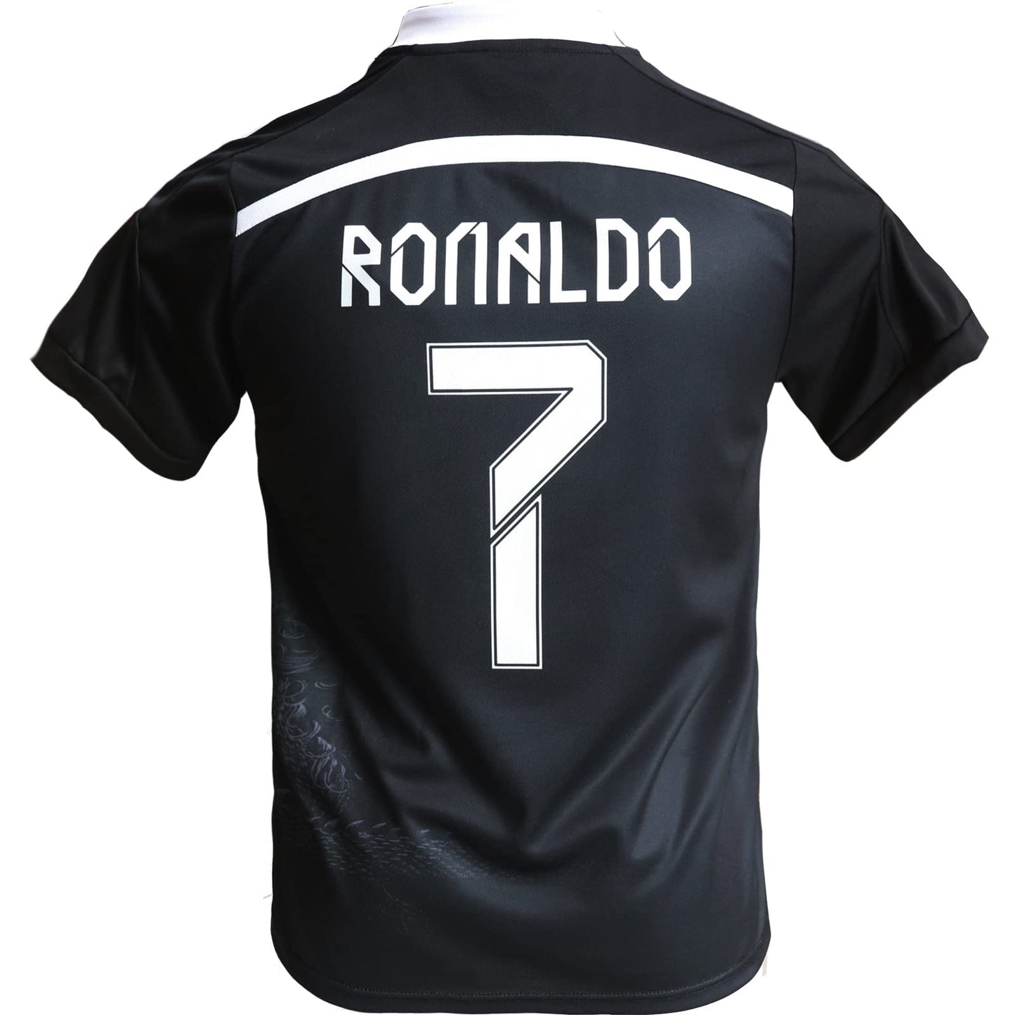 BlackAzat Madrid Home #7 Retro Black Dragon Limited Special Edition Rare Football Kids Jersey Shorts Socks Set Youth Sizes (Black, 28)