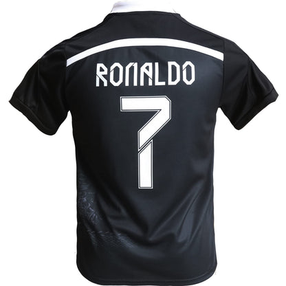 BlackAzat Madrid Home #7 Retro Black Dragon Limited Special Edition Rare Football Kids Jersey Shorts Socks Set Youth Sizes (Black, 28)