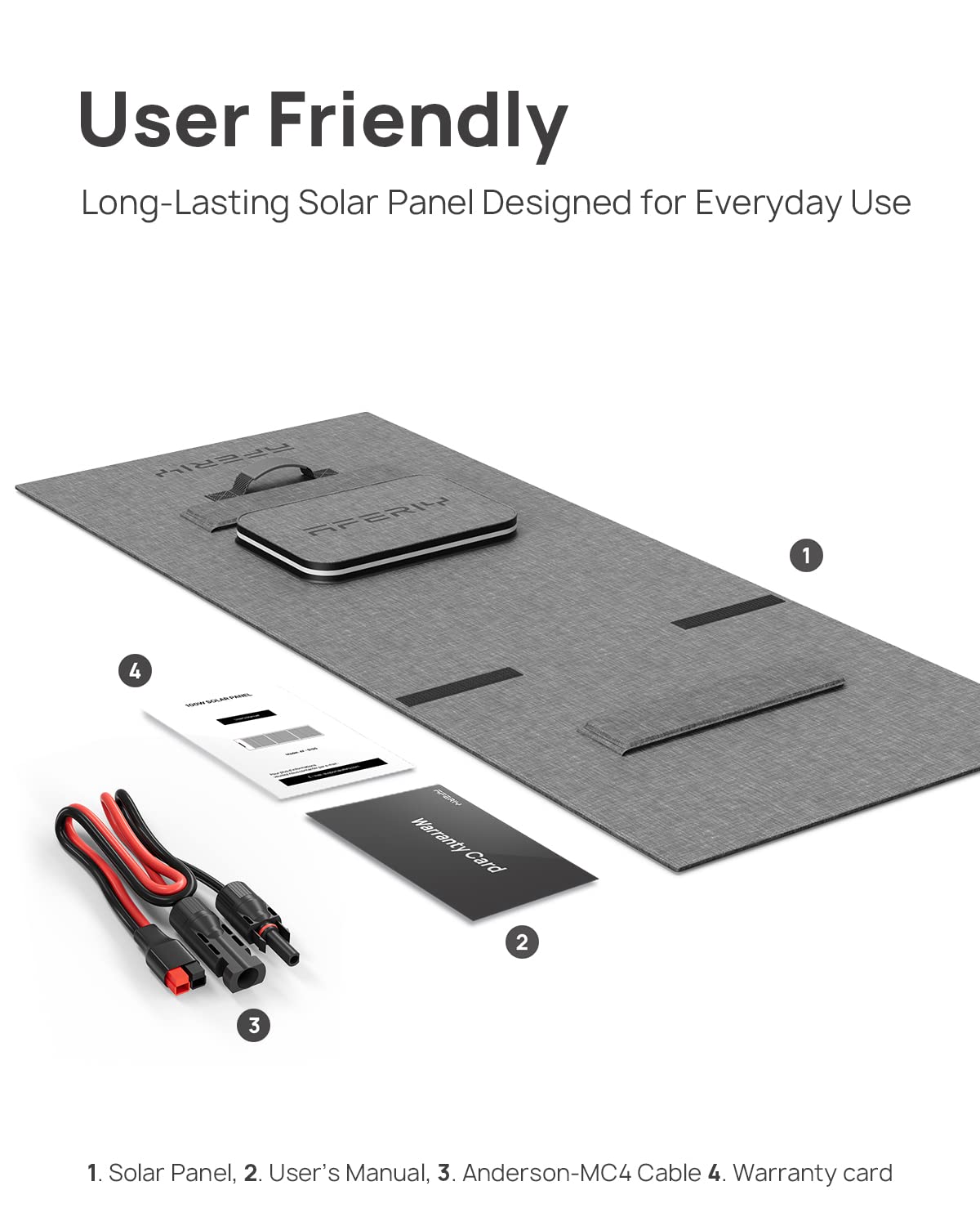 AFERIY Foldable Solar Panel 100W Solar Module Specifically Designed for Portable Power Station and Outdoor Solar Generator High-Performance Battery for Camping Garden Laptop