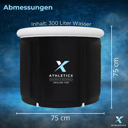 Athleticx Premium Ice Bath XXL, Foldable bathtub for adults, Inflatable Ice Bucket for Athletes, Sitz bath - Including Insulating Cover, Lid, Storage Bag, and Hand Pump