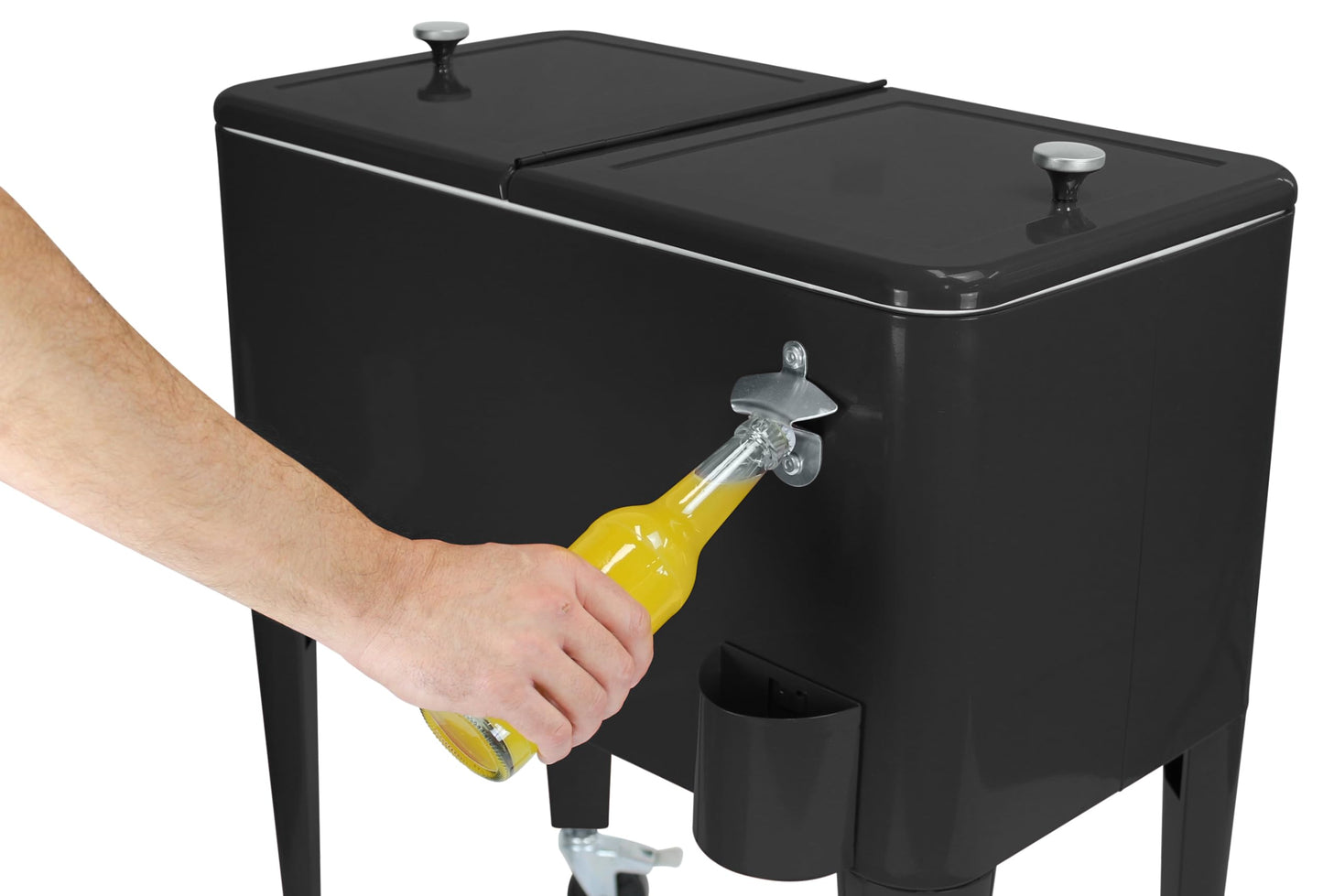 Kailua Cooler - American cooler box, cooler cart, party drink cooler, black.