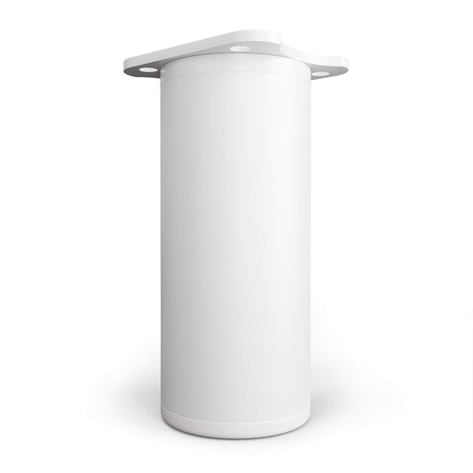 Sossai Adjustable Furniture Legs MFR1, 8-piece set, white, 100mm tall, round profile, perfect for cabinets and storage furniture.