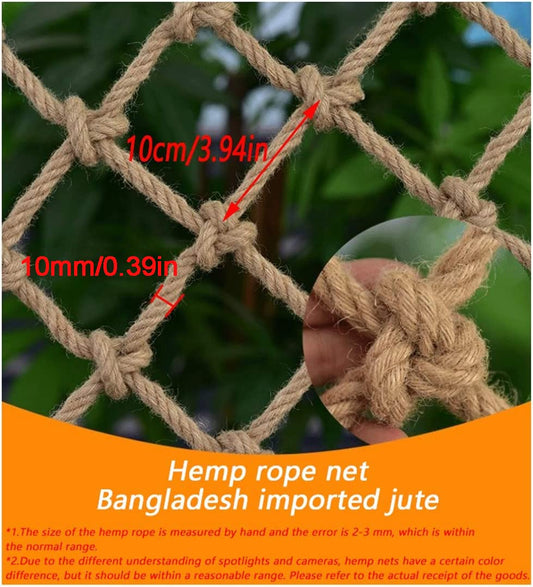 KACQIYT Children Safety Net, Climbing Net, Stair Balcony Fall Protection Net Partition Ceiling Net Playground Safety Net Obstacle Protection Garden Fence Net Decorative Hemp Rope Net Indoor and Outdoor