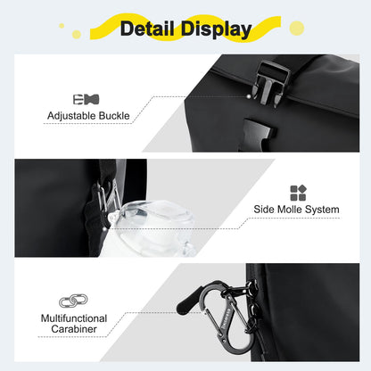 Travel Reisa Rolltop Backpack Men Women Waterproof Large Laptop Backpack Travel Backpack with Multifunctional Climbing Buckle for Travel, Work, College School (Black-1) (Black, L)