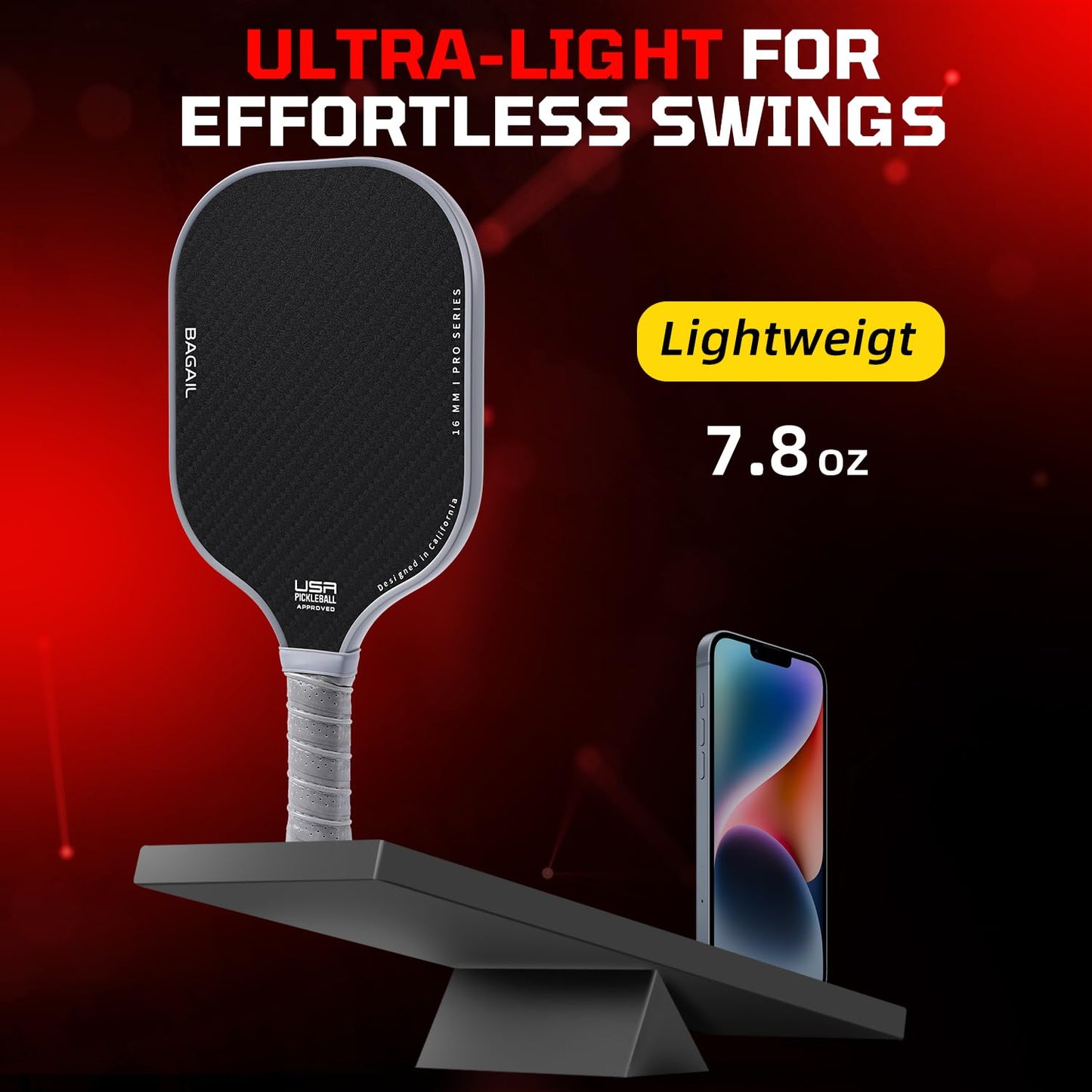 BAGAIL Pickleball Paddle Set with 4 balls, light, high shock absorption, ergonomically designed, suitable for indoor and outdoor pickleball games.