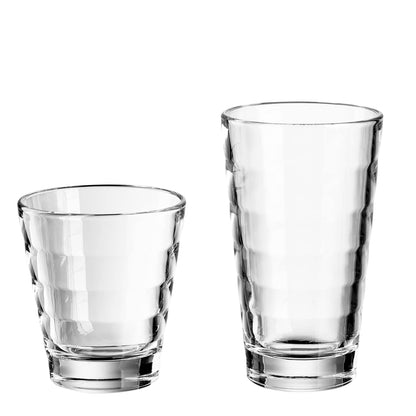 LEONARDO HOME Onda water glasses, 12 pieces (1 pack), dishwasher-safe juice glasses, glass drinking cups with pattern, 12 pieces, 210 ml, 300 ml, clear, 011019