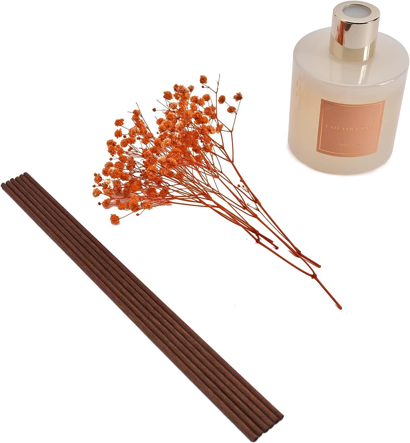 COCORRÍNA room fragrance reed diffuser with 8 scent sticks 200ml - coconut-lime, natural, long-lasting, home scent essential oil reed diffuser for bathroom shelf decoration.
