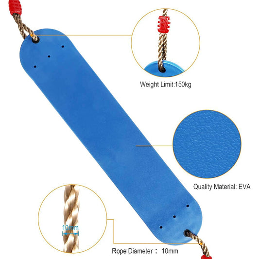 Braoses Elastic Kids Swing Color Eva Soft Board U-Swing Board Swing Seat Swing board Holds up to about 150kg Swing for Kids Garden Outdoor (Blue)