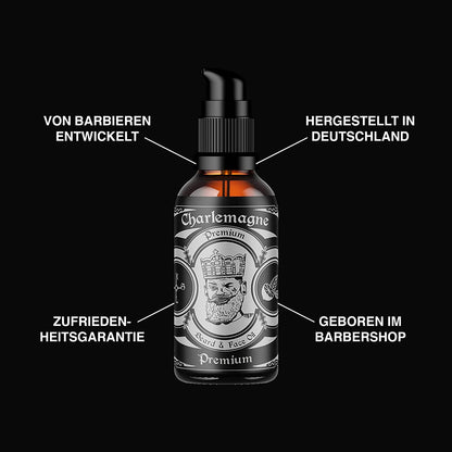 Charlemagne Beard Care Set - Includes beard oil, beard shampoo, beard balm & beard wax - Barber grooming gift for men - Beard care set for men - Beard Growth Kit