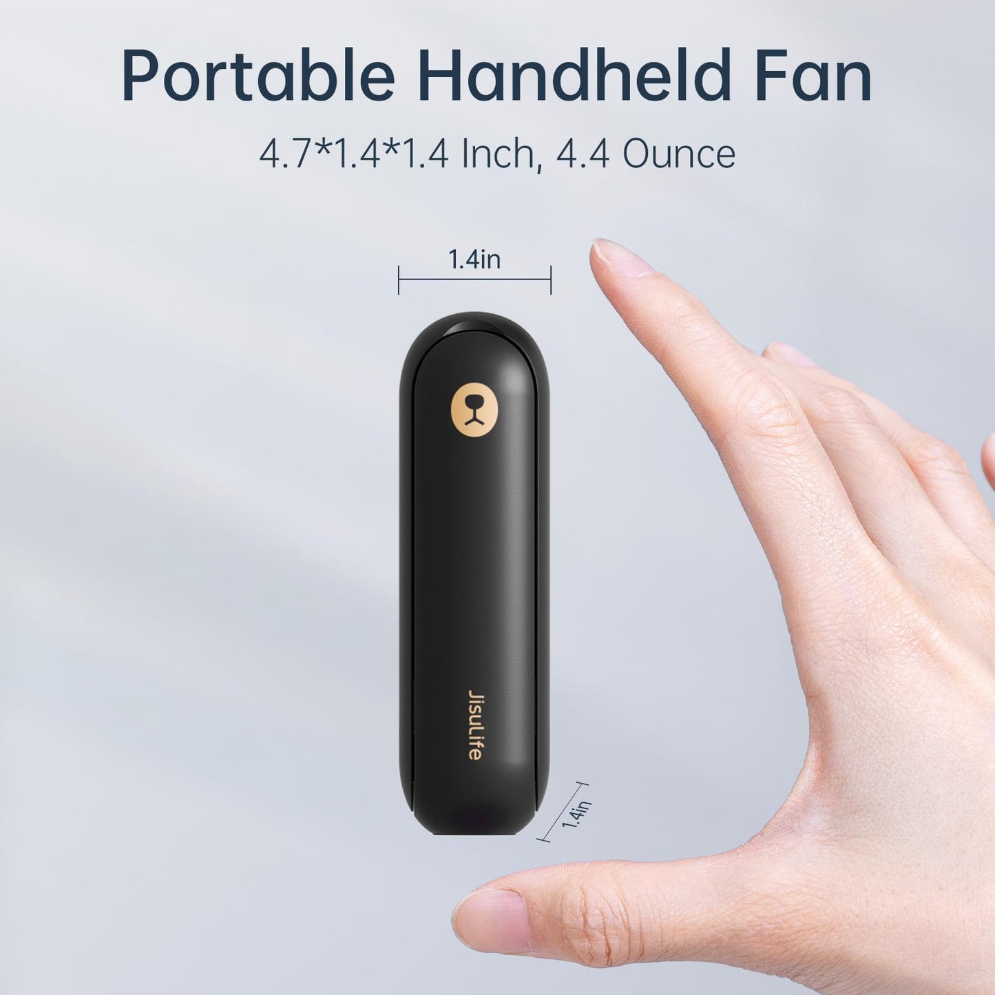 JISULIFE Hand Fan, Mini Portable Handheld Fan, Battery Operated [14-21 Hours], Rechargeable, Foldable USB Fan, Quiet Personal Fan with Power Bank, Flashlight - Black