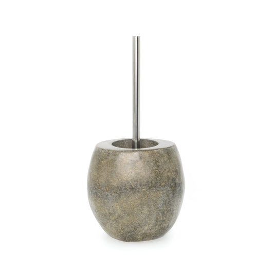 Joy of living natural stone toilet brush holder 15x20cm polished river stone toilet brush set bathroom accessory.