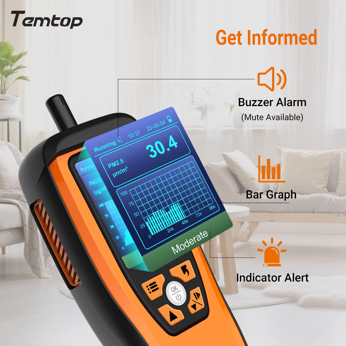 Temtop CO2 meter, carbon dioxide meter, air quality meter for CO2 particles PM2.5 PM10, home air quality monitor, M2000C 2nd