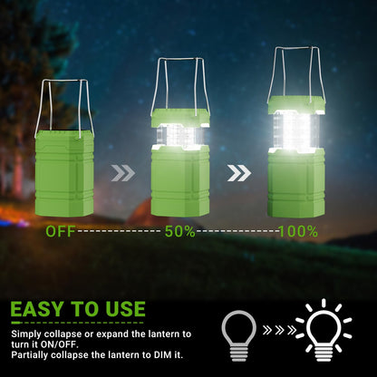 LED Camping Lantern Solar, Waterproof LED Camping Lantern, Emergency Light with Hand Crank, Built-in 3000mAh Battery for Hiking, Fishing, SOS, Power Outages (Green)