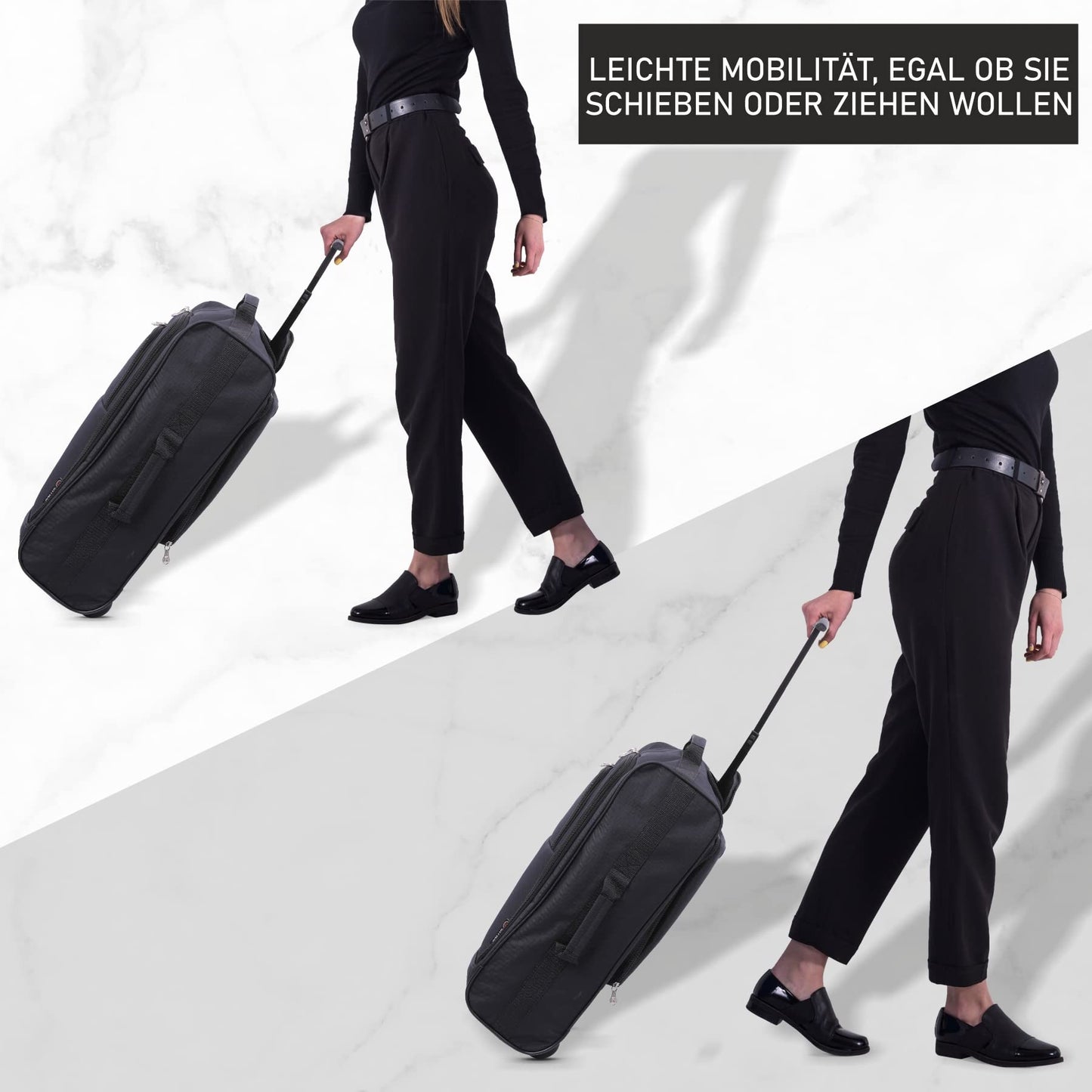 5 Cities 42L carry-on trolley suitcase backpack with 2 wheels for onboard use
