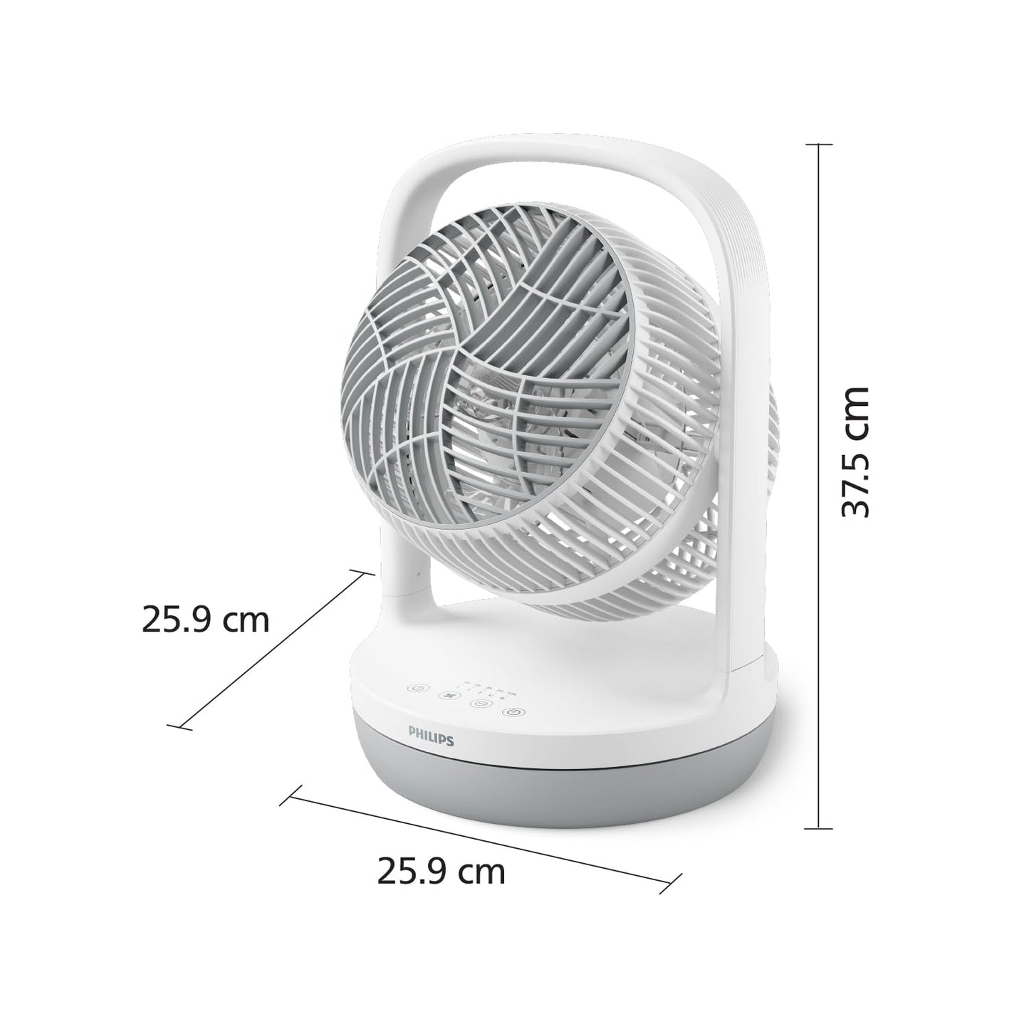 Philips Table Fan Series 2000. Powerful & super quiet with SilentWings Technology. 23 dB. Air circulation. Adjustable tilt up to 180°. 12-hour timer. Bedroom, home, & office. White (CX2050/00)