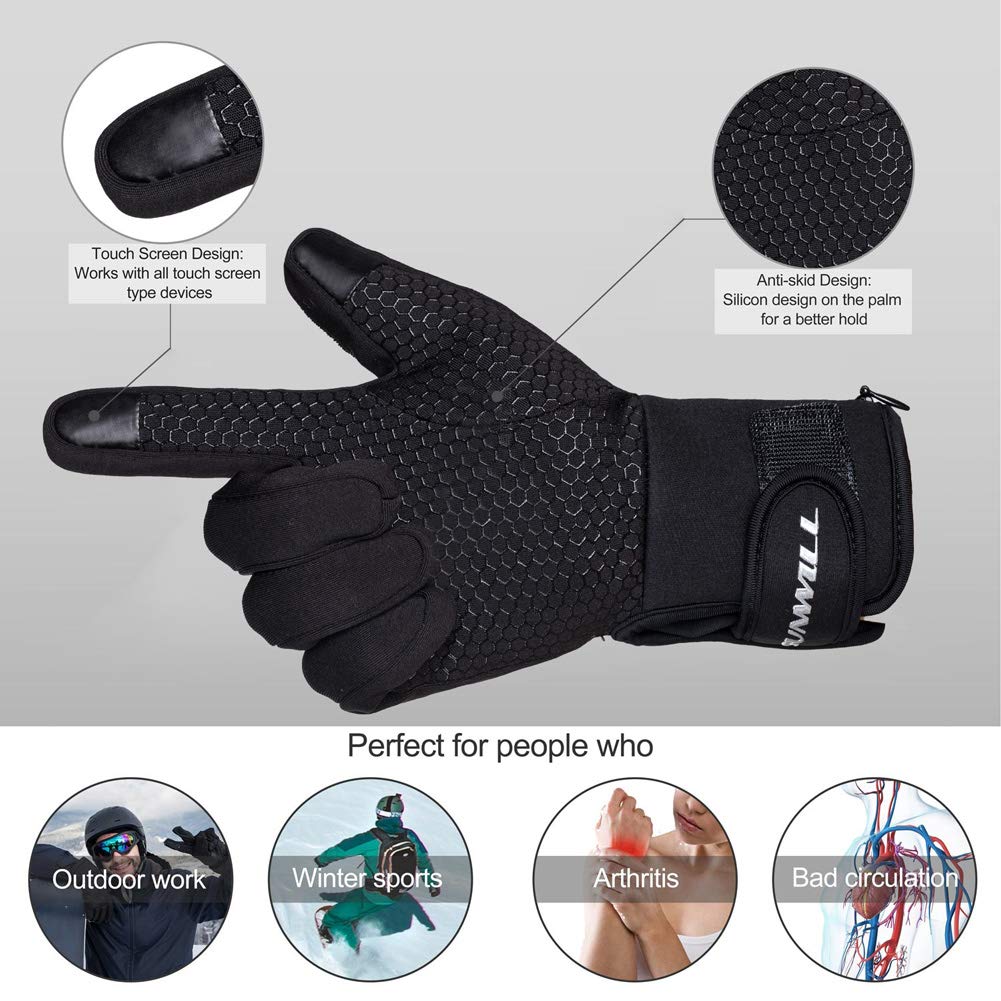 Electric heated gloves for men and women, rechargeable heated winter gloves for outdoor biking, motorcycle, skiing, snowboarding, hunting.