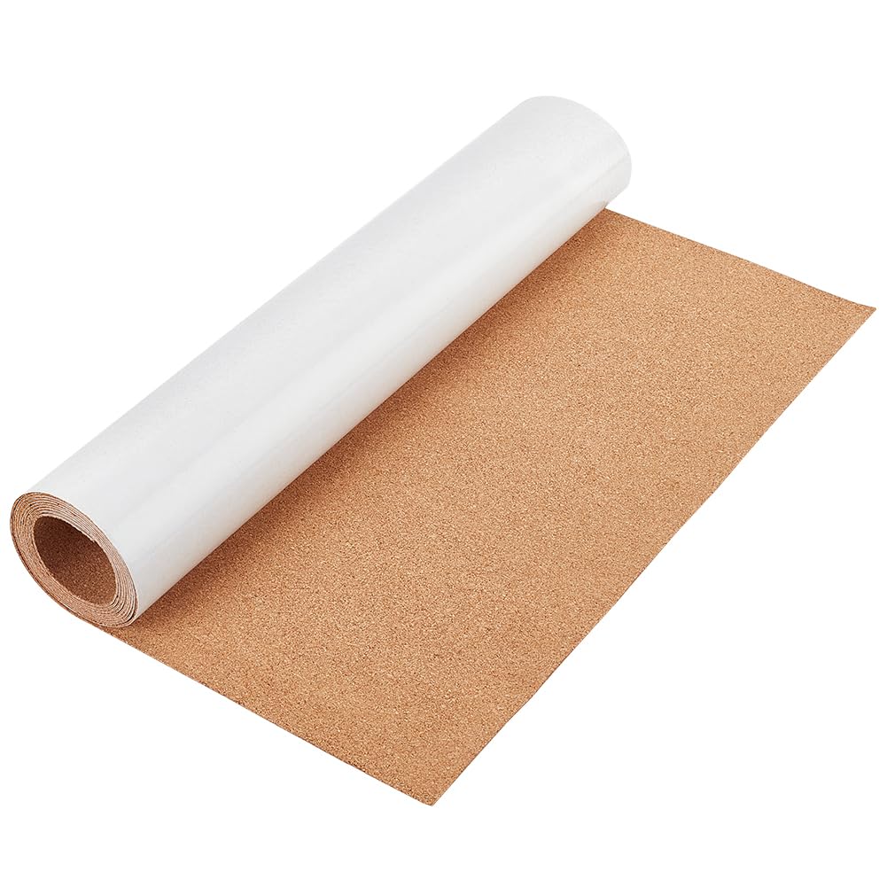 BENECREAT 2x0.4m self-adhesive cork roll, cork sheets with 1mm thick back mat strong self-adhesive cork board for wall furniture decoration, DIY projects.
