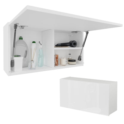 PLATAN ROOM bathroom cabinet 80/120/160/200/240 wide bathroom furniture folding wall cabinet glossy matt white (white matt/white glossy, 80 x 40 x 25)